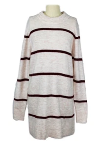 Line & Dot Eska Sweater Dress in Ivory & Wine Stripe sz L NWT $83 - Picture 1 of 2