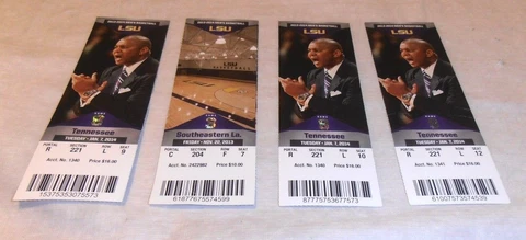 VINTAGE OLD 4- 2013-14 LSU TIGERS MENS BASKETBALL TICKET LOT JOHNNY JONES Cover