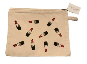 Makeup Bag Lipstick Canvas Cloth Zipper 6.5” x 8” Beauty Cosmetics Toiletries - Picture 1 of 1