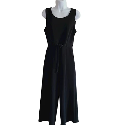 RACHEL ZOE Black Sleeveless Tie Waist Wide Leg Cropped Jumpsuit Women's Size 2* - Image 1 of 4