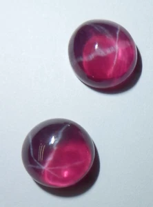 Transparent Star Ruby Round 10x10 mm Cabochon 6 Rayed Lab-created 2 pieces Lot - Picture 1 of 11