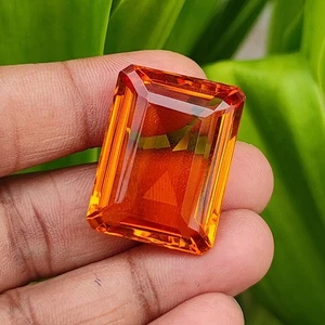 Piedra preciosa suelta citrino brasileño amarillo certificado natural 62,40 quilates forma esmeralda - Imagen 1 de 9