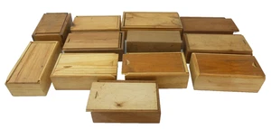 Mixed Lot of 12 Homemade Natural Wood Various Size Collection Boxes Containers - Picture 1 of 24