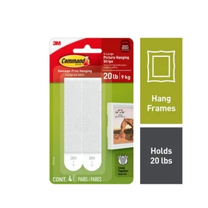 Command Picture Hanging Strips, XLarge, Holds 20 lbs, Damage Free, 4 Pairs - Picture 1 of 4
