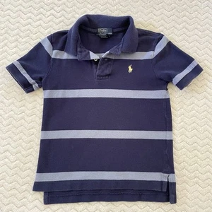 Ralph Lauren Striped Blue Boys 4T Polo Shirt, 100% Cotton, Summer Top, Preppy - Picture 1 of 5