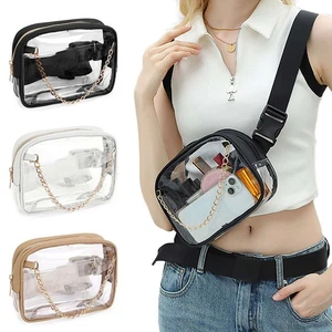 Mujeres Transparente PVC Hombro Bandolera Transparente Riñonera Bolso de Pecho con Cadena - Imagen 1 de 23