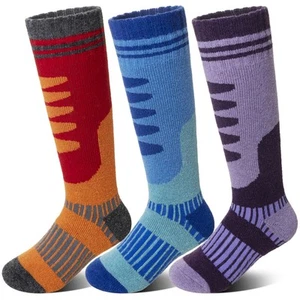 Kids Merino Wool Ski Socks 3 Pairs Boys Girls Thermal Winter Thick Warm Cozy ... - Picture 1 of 6