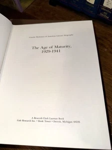 Concise Dictionary Of Literary Biography The Age of Maturity. 1929-1941 - Imagen 1 de 6