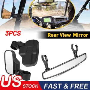 2" Clamp Side & Rear View Mirrors Set For Polaris RZR 800 XP1000 900 Yamaha UTV - Picture 1 of 11