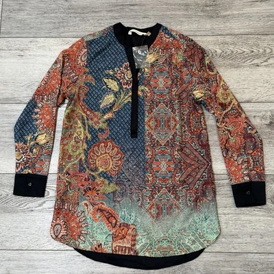 Top túnica suave envolvente talla PXS otoño neblina Agra manga larga cuello en V boho Foto 1 de 4