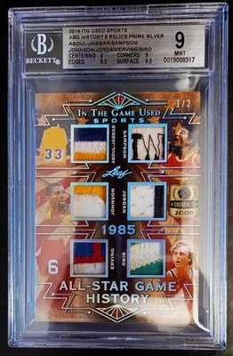 Michael Jordan、Bird、Jabbar、Magic、Dr J-LEAF ITG #1/2 3&2 彩色补丁/球衣 BGS:9 — 第 1/3 张图片