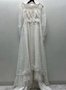 Vintage White Floral Lace Wedding Dress | Long Sleeves | Prairie | Cottagecore - Picture 1 of 7