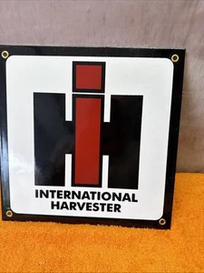 International Harvester Porcelain Farming Tractor Dealer 10”x10” Sign - Picture 1 of 7