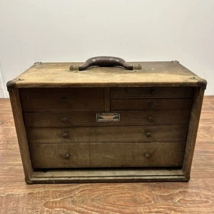 Vintage Union 6 Drawers Wood Machinist Chest Tool Box Antique Chest Tool Box - Picture 1 of 24