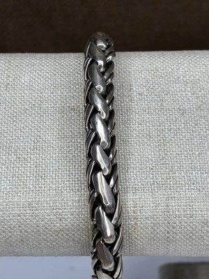 Silver Thick Metal Woven Rope Bracelet - Image 1 of 4