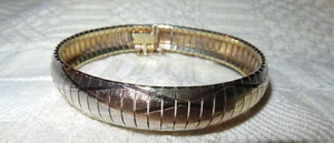 Pulsera Milor Italia 925 Esterlina Omega Tri Tono Color Cúpula Flex Diseño Diamante - Imagen 1 de 10