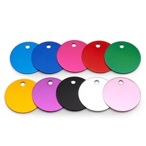 Personalized Anodized Round Aluminum Pet ID Tags Collars Custom For Cat & Dog - Picture 1 of 4