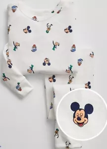 Nuevo con etiquetas Baby Gap DISNEY Mickey Mouse Blanco Mangas Largas y Pantalones PIJAMA Talla 5 Unisex - Imagen 1 de 3