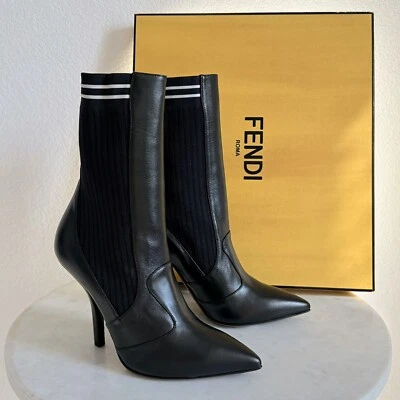 BOTAS FENDI PIEL DE BECERRO BOTINES NERO BIANCO CAJA NUEVA HECHAS EN ITALIA TALLA 36 Foto 1 de 4