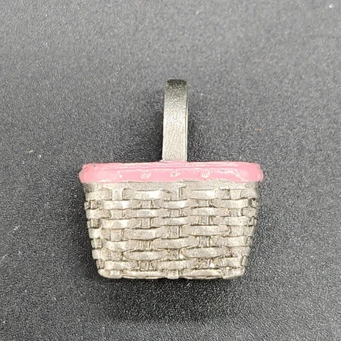 Longaberger Vintage Miniature Pewter Pink Trim Horizon of Hope Basket Figurine Cover