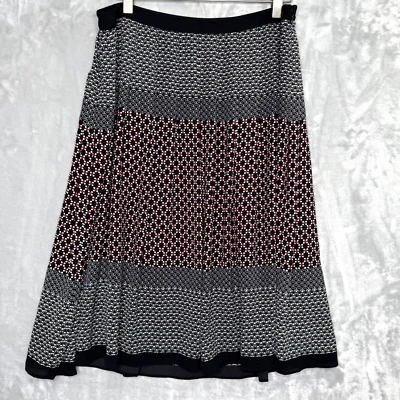 Falda Talbots Mujer 8 Negra Blanca Roja Plisada Rayón Midi Carrera NUEVA Forrada Foto 1 de 4