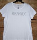 RE/MAX white rhinestone bling short sleeved round neck shirt size XXL