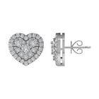 Sterling Silver Round 1Ct Natural Diamond Composite Stud Earrings For Women
