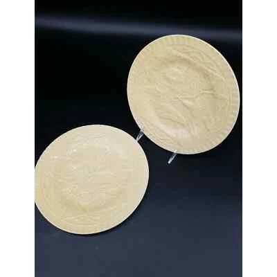 Par de 2 Platos de Cena Bordallo Pinheiro MORNING GLORY Amarillo 9.5", Portugal Foto 1 de 4