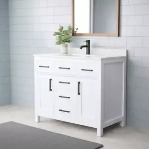 Wyndham Single Sink Vanity 42" 4-Drawer 2-Cabinet Adjustable Hinges Wood White - Picture 1 of 5