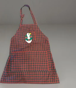 VTG Nancy’s Christmas Apron Appliqué Goose Red Tartan Plaid Tie-Back Adjustable - Picture 1 of 14