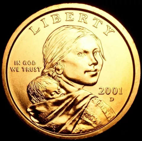 2001 D Sacagawea Dollar US Mint Coin in "Brilliant Uncirculated" Condition! Cover