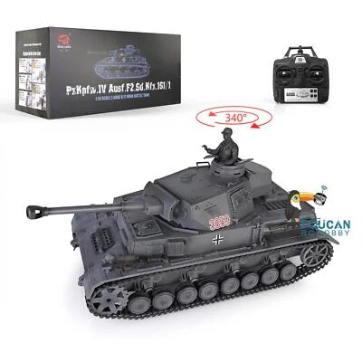7.0 Henglong 1/16 Gray Plastic German Panzer IV F2 RTR RC Tank 3859 BB Infrared - Image 1 of 4