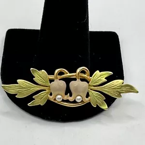 JOAN RIVERS VIKTORIANISCHER LOOK BLUTENDES HERZ EMAILLE KUNSTPERLENBROSCHE PIN - Bild 1 von 7
