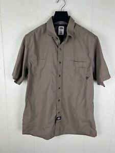 Dickies Shirt Mens Extra Large Brown Button Up Collared Pocket Short Sleeve