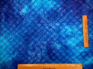 Batik Fabric 3/4 Yard Blue Circles on Blue & Purple Premium Cotton #45 - Picture 1 of 2