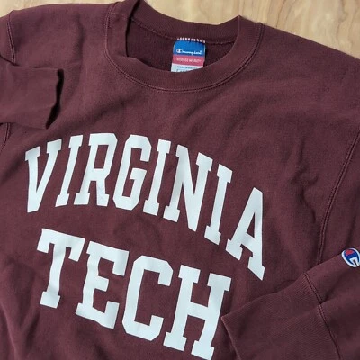 Sudadera vintage para mujer Med Virginia Tech Hokies Champion tejido inverso Foto 1 de 4