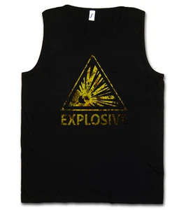 CAUTION EXPLOSIVE VINTAGE LOGO SIGN TANK TOP VEST - Warning Danger Explosion TNT - Foto 1 di 2
