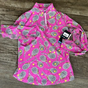 Chemise simulée zippée manches longues IBKUL neuve avec étiquette taille XS extra petite Vénus rose vif tennis - Photo 1/6