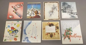 Lot of 8 Antique Vintage Christmas Cards Original Holiday Season Inscribed Mid - Picture 1 of 6