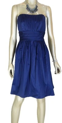 VESTIDO DE DAMA DE HONOR DAVID'S BRIDAL~NUEVO CON ETIQUETAS~AZUL MARINO TALLA:12 SIN TIRANTES CÓCTEL FIESTA Foto 1 de 4