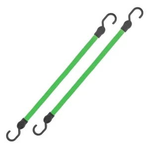 24 in. Green Flat Strap Bungee Cord with Hooks - 2 pack - Picture 1 of 10