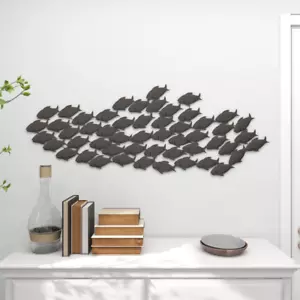 Wall Decor School Of Fish Home Art Hanging Sculpture Coastal Metal 53 x 20 in. - Picture 1 of 11