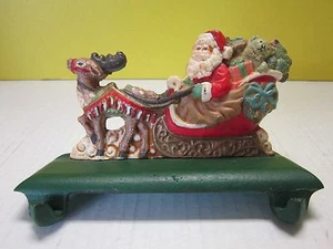 EUC! Weihnachtsmann Schlitten & Rentier DOPPEL Strumpfhalter Gusseisen Weihnachten - Bild 1 von 5