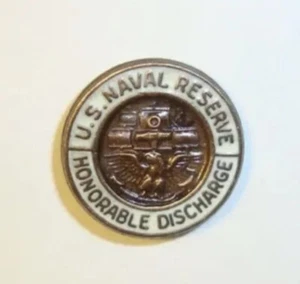USN NAVY Naval Reserve Honorable Discharge Lapel Button Pin Copper Tone USNR NEW - Picture 1 of 3