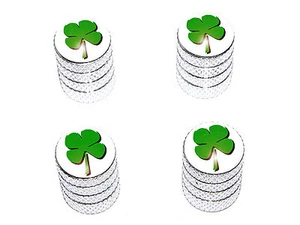 Four Leaf Clover Irish Tire Valve Stem Caps - Aluminum - Picture 1 of 1