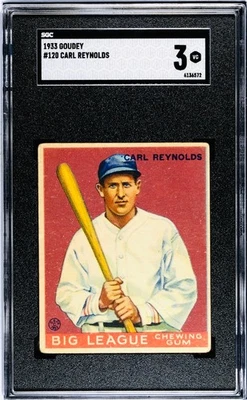 1933 Goudey #120 Carl Reynolds StL Browns SGC 3 VG Awesome Card! - Image 1 of 2