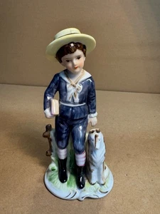 Vintage Figurine Royal California / School Boy With Dog Sea shore home decor - Picture 1 of 7