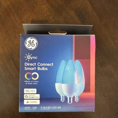 GE CYNC Smart Color Change Bulbs WiFi Compatible w Alexa & Google E12 Candelabra - Image 1 of 2