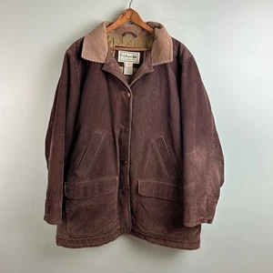 Giacca cappotto LL Bean donna XL reg marrone marrone velluto a coste vintage ranchwear lavoro fienile - Foto 1 di 11