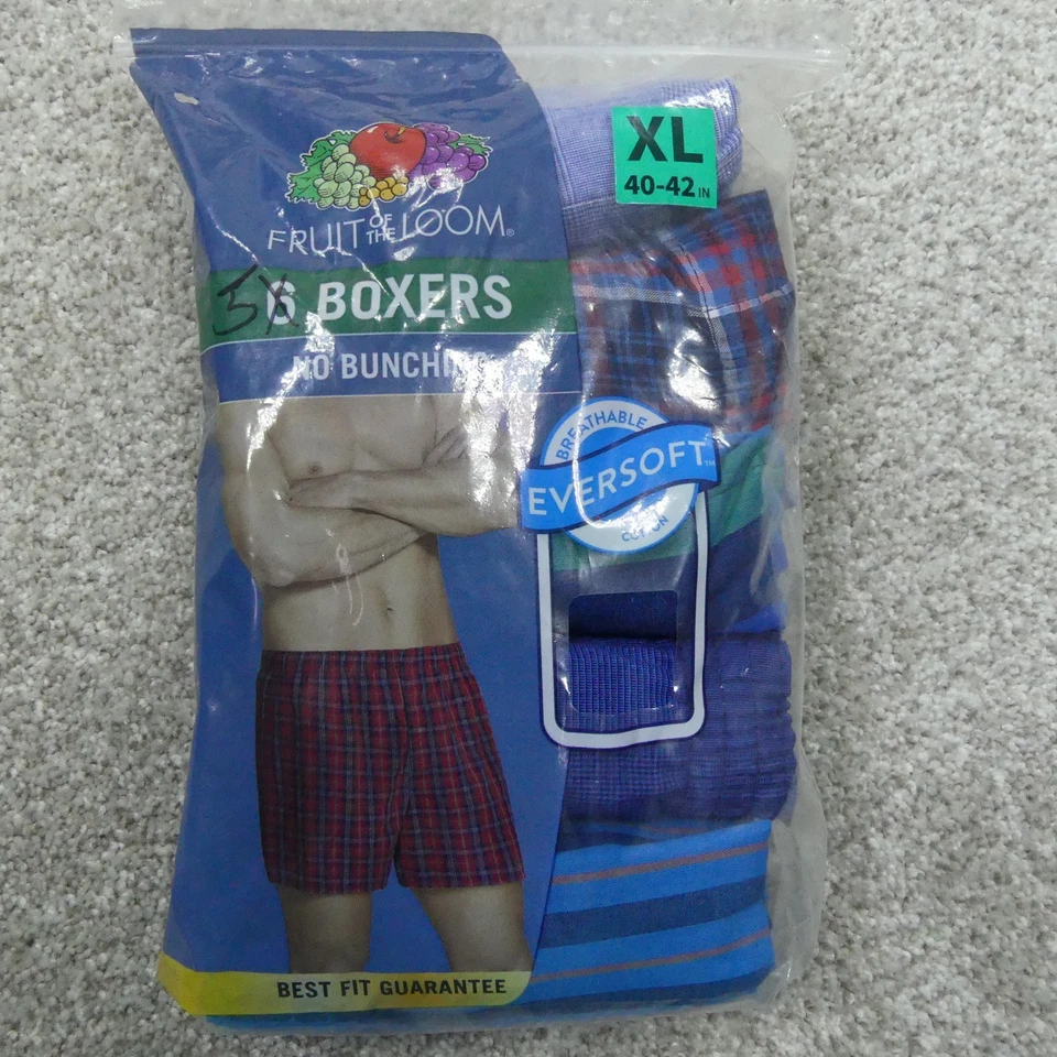 Ropa interior Fruit Of The Loom para hombre extra grande 40/42 azul a cuadros 5 pares Foto 1 de 4